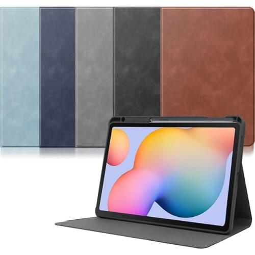 Business PU Leather Case for Samsung Galaxy Tab S6 Lite 10.4 2020 Tablet Case TPU Back Stand Cover for Tab S6 Lite SM-P610 P615