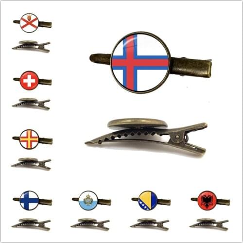 Gibraltarian Jersey San Marino Switzerland Guernsey Finland Faroe Islands Bosnia And Herzegovina Albania Flag Glass Tie Clip