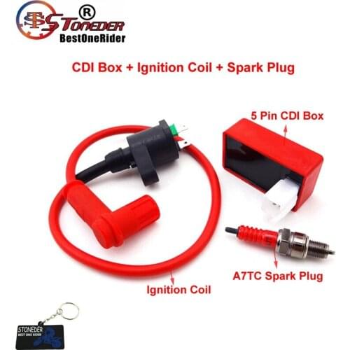 STONEDER Red Ignition Coil AC CDI Box A7TC Spark Plug Engine Parts For Chinese ATV Quad Pit Dirt Bike CRF50 SSR Thumpstar