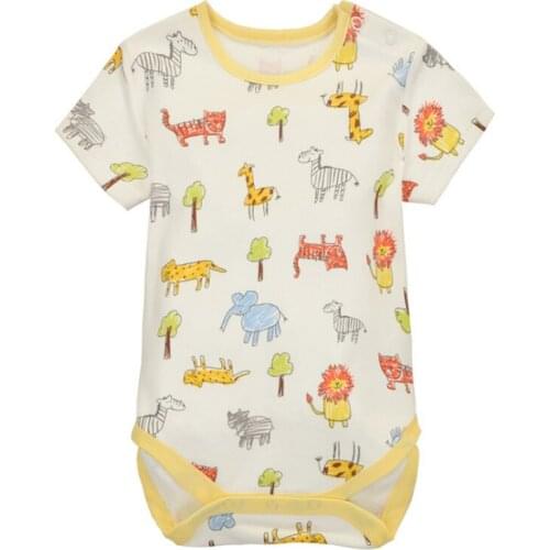 Y440 Summer hand-painted series of boys and girls baby cotton short-sleeved animal pattern triangle clothes baby Bodysuits