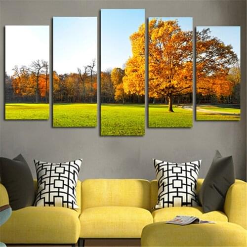 5 piece Modular Wall Art Canvas Painting Home Decoration Landscape Autumn Tree Art Pictures Posters Printed Living Room Decor