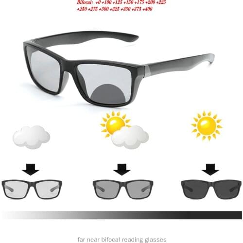 Mens Driving Photochromic Bifocal Reading Glasses Sports Goggles Women Square Transition Sunglasses Prescription Sun Reader NX