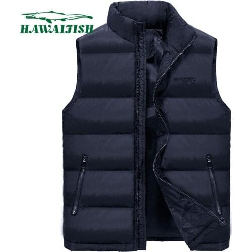 Hawaifish brand mens vest autumn and winter casual classic thickened jacket with cotton hot sale warm Stand-up collar waistcoat