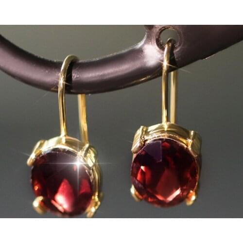 New Fashion Big Zircon Earrings Ladies Elegant Simple Earrings Red Pendant Earrings Popular Jewelry