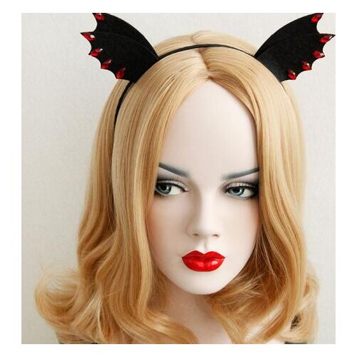 New arrival womens Bat ears with red rhinestone hairbands party girls lovely punk headband lovely hair accessories