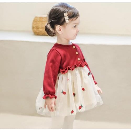 Female baby princess dress spring and autumn dress new dress 3 years old dress gauze skirt 1 year old baby foreign style skirt