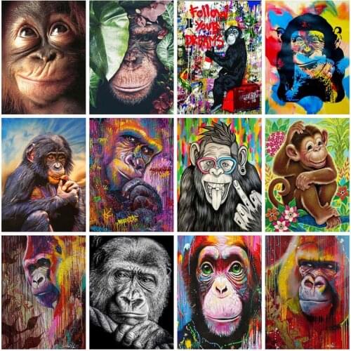 Full square diamond painting orangutan mosaic art animal pictures embroidery cross stitch rhinestone picture puzzle wall decor