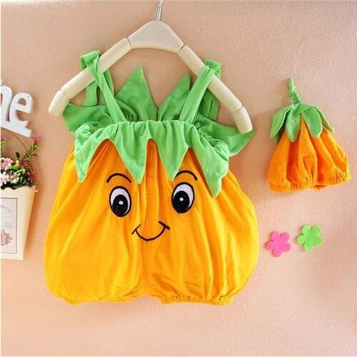 Newborn Baby Photography Props Infant Costume Cute Watermelon Pumpkin Jumpsuit+Hat 2pcs Suit 100%Cotton Infant Babies Clothes