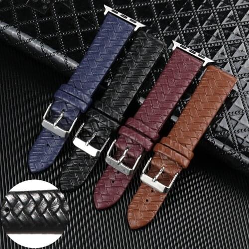 Watch Band for Apple Watch Band Leather Iwatch 5 Band 40mm 44mm 38mm 42mm for Apple Watch Series 6 SE 4 3 Leather Braided Strap