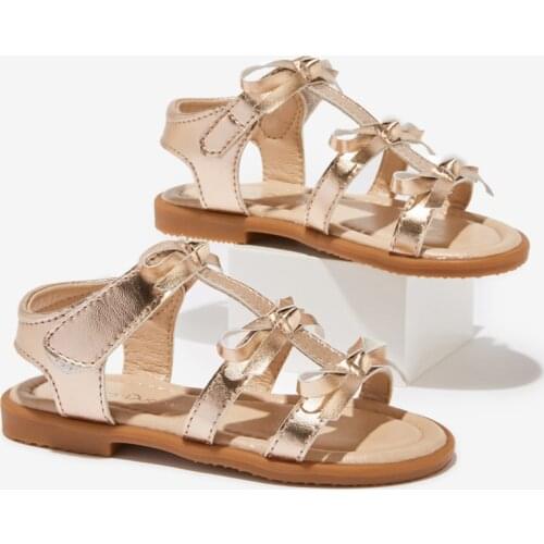 Toddler Girls Shool Summer Sandals Kids Rose Gold Birthday Shoes Bows Gladiator Sparkle Leather Sandals Girls 4 5 6 8 Years