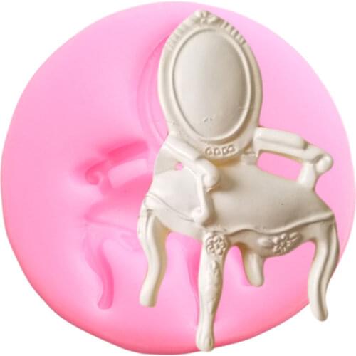Chair Silicone Mold Fairy House Cupcake Topper Fondant Molds Baby Birthday Cake Decorating Tools Candy Chocolate Gumpaste Moulds