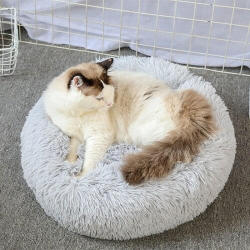 Super Soft Pet Bed Kennel Dog Round Winter Warm Sleeping Bag Sofa Long Plush Puppy Cushion Portable Cat Supplies Drop shipping