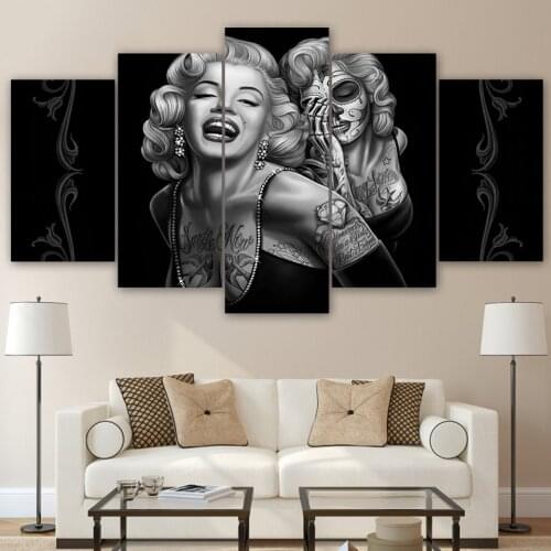 High Quanlity Canvas Print Cuadros Home Decoration 5 Panel Singer Marilyn Monroe Modern Frames For Paintings Art Modular Picture