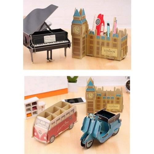 XRHYY Kids Cartoon DIY Paper Multifunction Desktop Storage Box Drawer Makeup Organizer Office Stationery Pens Storage Rack