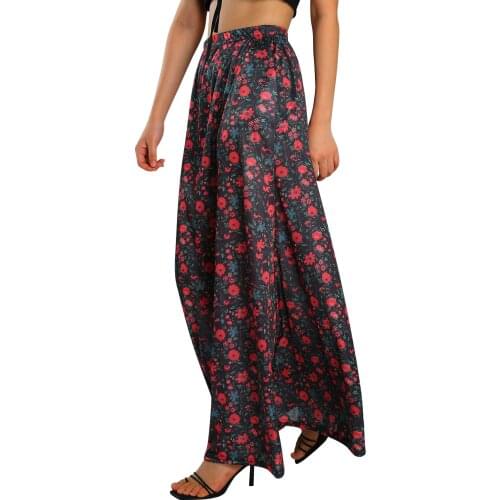 Women Summer Fashion Skirts Full Floral High-Waist No Lining Ankle-Length Loose Skirts for Girls Boho Sundress Streetwear
