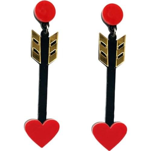 2021 Women Punk Earrings Heart Arrow Pandent Earrings Charm Hip Hop Girls Gift Cute Stud acrylic jewelry Evening Party Earring