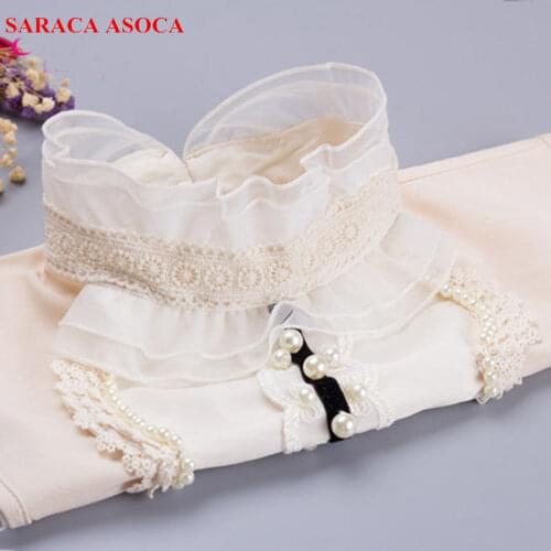 New Fashion Handmade Diamonds Chiffon Lace Fake Collar Women All Match Detachable Collars Ladies A143