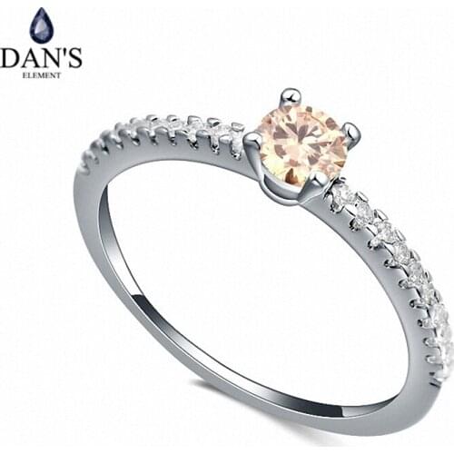 DANS Real Austrian Crystals Brand AAA Zirconia Micro Inlays Fashion Ring for women New Geometric 108628champagne