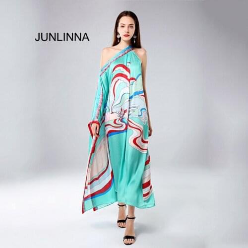 Sexy One-Shoulder Casual Dress 2021 Summer New Women Geometric Printing Dresses Elegant Loose Dress
