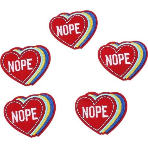 10pcs/lot Funny Words Patch Iron On Embroidery Heart Stickers Clothes appliques DIY Jeans Backpack Bags Coats badge Sew Patches
