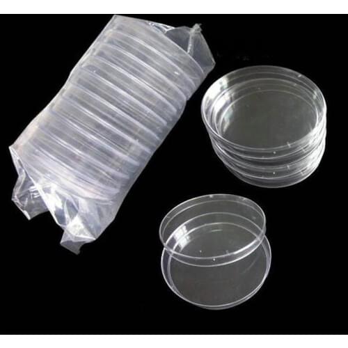 10pcs/Pack of 90mm x 15mm Sterile Plastic Petri Dishes For Bacteria Yeast Lab Plates