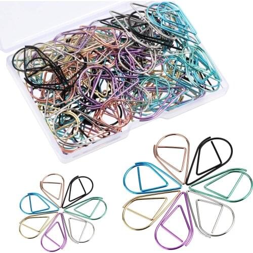 100 Pieces Multicolor Paperclips Metal Paper Clips Colored Paper Clamp Note Clips for School Office Wedding