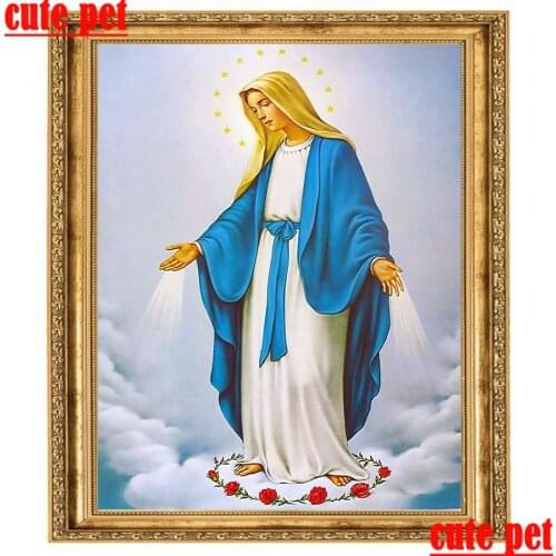 3d mosaic wallpaper Religion Icon of St Virgin Mary DIY diamond painting diamond embroidery full square round diamond Painting