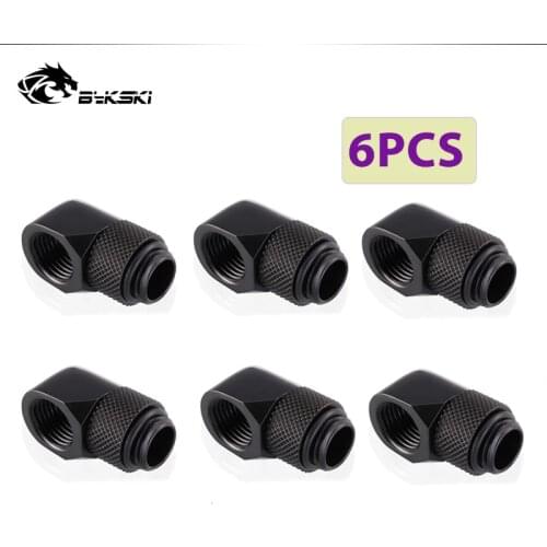 6pcs/lot G1/4'' 90 Rotary Compression fitting 90 degree Rotary Fitting water cooling Adaptors Metal Connector