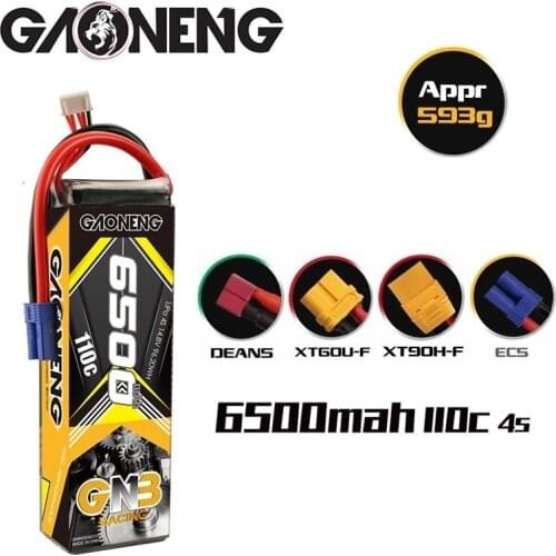 Gaoneng GNB 6500mAh 4S 14.8V 110C PLUS Lipo Battery With EC5 XT90 Plug for RC Helicopter Airplane remote control Car Boat Parts