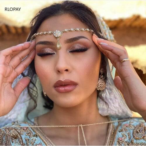 Algeria Antique Head Wear Crystals Bridal Headpiece Moroccan Chic Wedding Hair Accessories Ethnic Head Chain