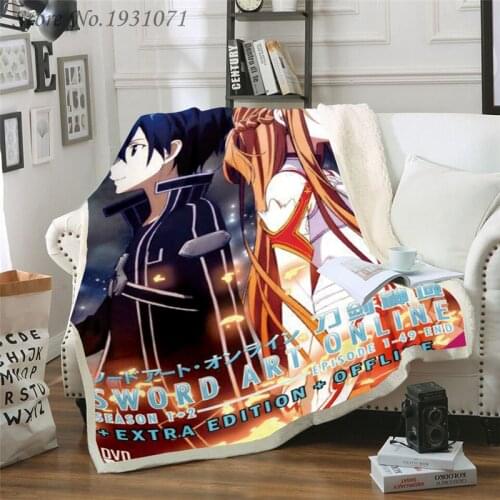 Anime Sword Art Online Funny Character Blanket 3D Print Sherpa Blanket on Bed Home Textiles Dreamlike Style 04