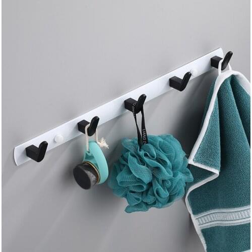 White black solid aluminun coat hook bathroom clothes row hook space aluminum door rear hook for cap,coat,key Kitchen wall hook