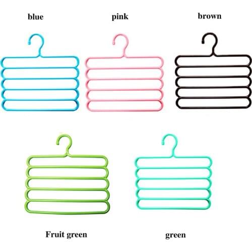 Color anti-skid trousers rack Hanger multi-function 5 layer pants hanger scarf silk tie mounts Plastic Cloth Rack Clothes Peg