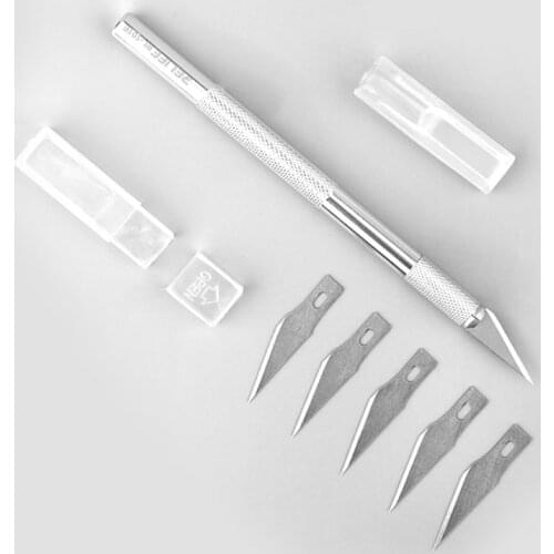 Wood Paper Non-slip Metal Sculpting Cutter Engraving Craft Pen + 6Pcs Steel Blades for Mobile Phone Laptop PCB Crafts Arts Tools