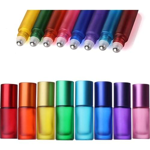 3pcs 5ml Travel Refillable Portable Essential Oil Perfume Vial Frosted Roller Glass Bottles Mist Container Rollerball Bottle