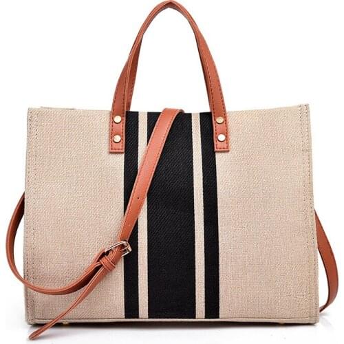 Canvas Handbags For Women Fashion Tote Beach Bags Reusable Linen Shopping Bags Casual Large Capacity Designer Shoulder Pouch Bag