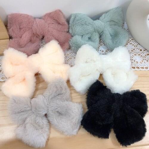 Korea Autumn And Winter Bow Hair Clips For Girls Plush Hairpin Cute Soft Spring Clip For Women Hair Accessories Headwear