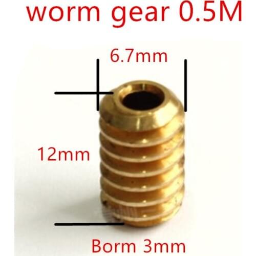 0.5M Brass worm gear rod diameter 6.7mm, bore size 3mm