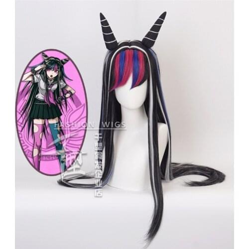 Mioda Ibuki Colorful Long Straight Wig Danganronpa: Trigger Happy Havoc Cosplay Long Wig Hair Synthetic Heat Resistant Cosplay