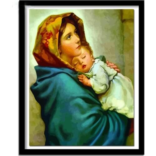 Madonna Holds Jesus Mary 5D Home Decoration Diy Diamond Painting Full Drill Square Round Embroidery Cross Stitch Kits