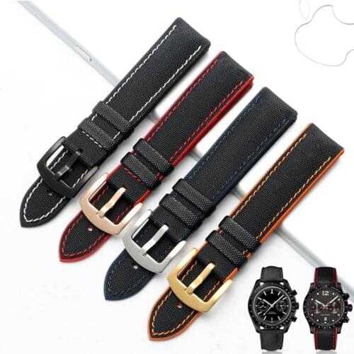 Nylon Watch Strap 18mm 20mm 22mm 24mm Canvas Strap +Rubber Sole Leather Strap With Stainless Steel Buckle Free Shipping