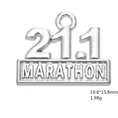 NEW 2021 Rhodium plated 21.1 marathon running sports fitness lover charms Decorative Accessories Fashion Jewelry