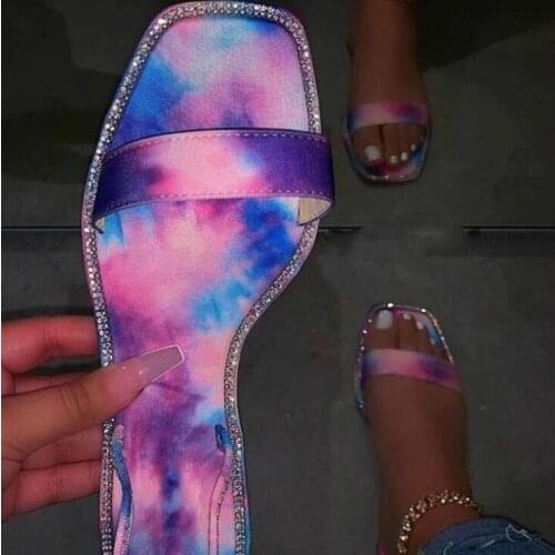 2021 summer women new fashion sexy rhinestone sandals outdoor all-match beach slippers home durable ms slippers