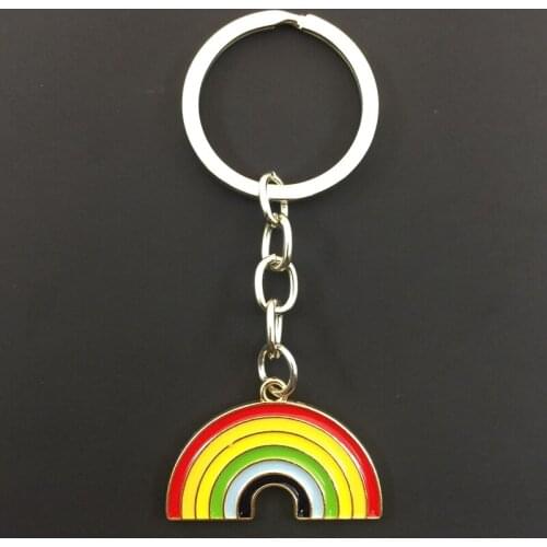 New Cute Rainbow Keychain Colorful Arched Line Key Ring Enamel Key Chains For Women Girl Summer Gifts DIY Jewelry Handmade