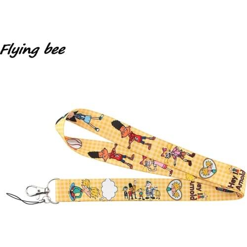Flyingbee Cartoon Character Hey! Amold Anime Lovers Key Chain Lanyard Neck Strap For USB Badge Holder DIY Hang Rope X1160