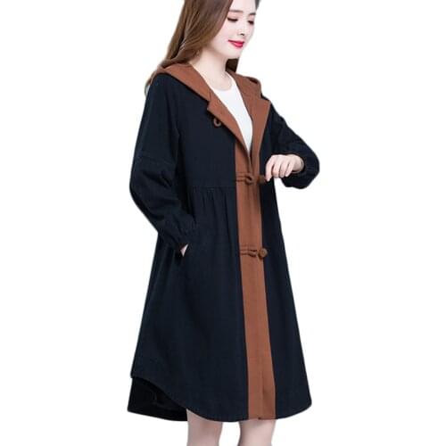 2021 New Spring Autumn Cloak Windbreaker Female Hooded Parka Long Trench Coat Plus Size Womens Casual Windproof Outerwear 5XL