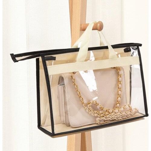 Protable Clear Women Purse Handbag Dust Cover Craft Storage Bag With Zipper for Dust Water Proof Protector Travel KI