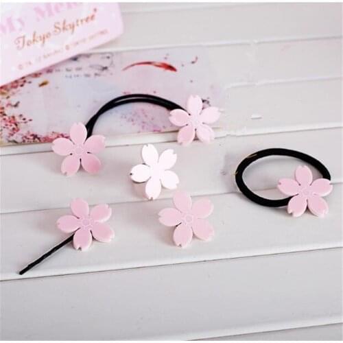 Pink Sakura Girl Lolita hairpin hair rope and ring brooch Cosplay Hairpin Hair Accessories B897