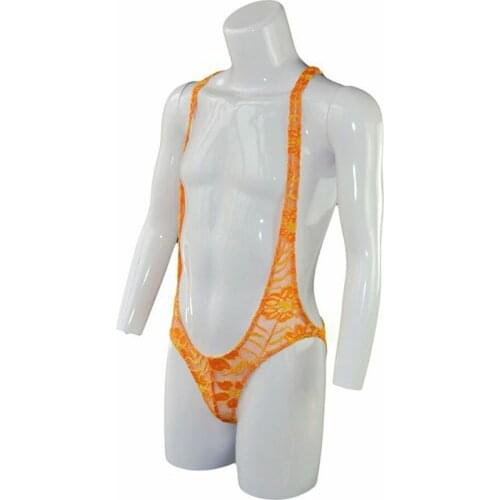 Sexy Men underwear Lace piece low waist strap buttock jumpsuit ZJH906