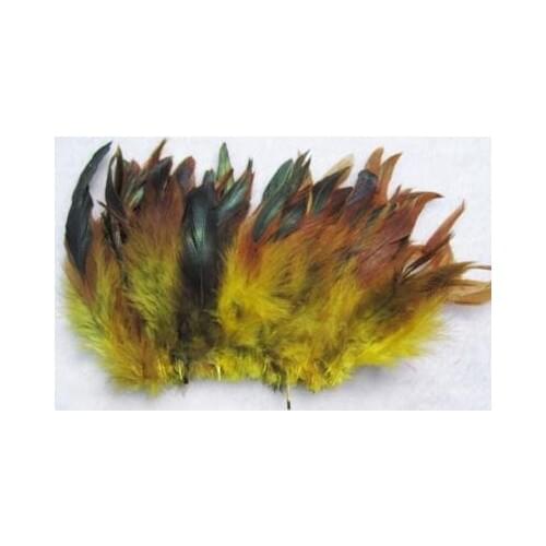 Plumes For Clothes ! 100pcs/Lot Yellow Colors Natural Saddle Badger Rooster Feathers 6-8 Inches Long